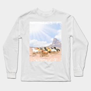 Distressed Painting, Valley of the Horses Long Sleeve T-Shirt